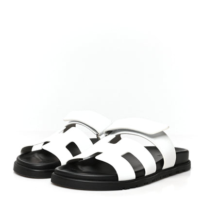 Hermes Calfskin Womens Chypre Sandals 38 White 3 of 8