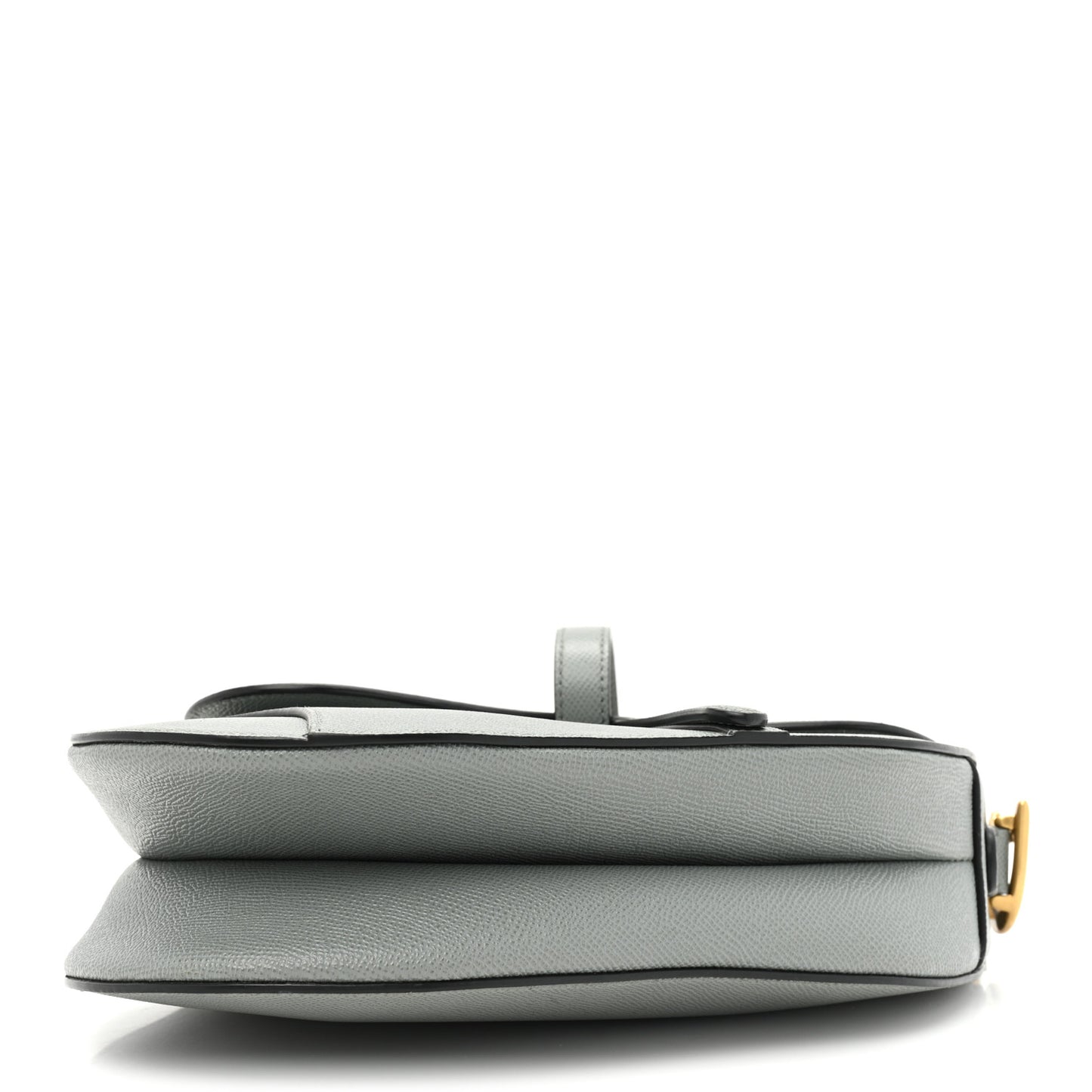 Grained Calfskin Saddle Bag Grey Stone