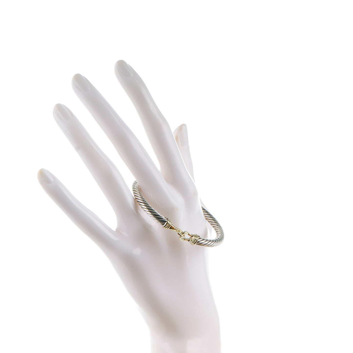 Sterling Silver 14K Yellow Gold 5mm Cable Classic Buckle Bracelet