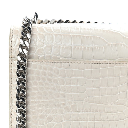 Saint Laurent Calfskin Crocodile Embossed Medium Monogram Sunset Blanc Vintage 10 of 13