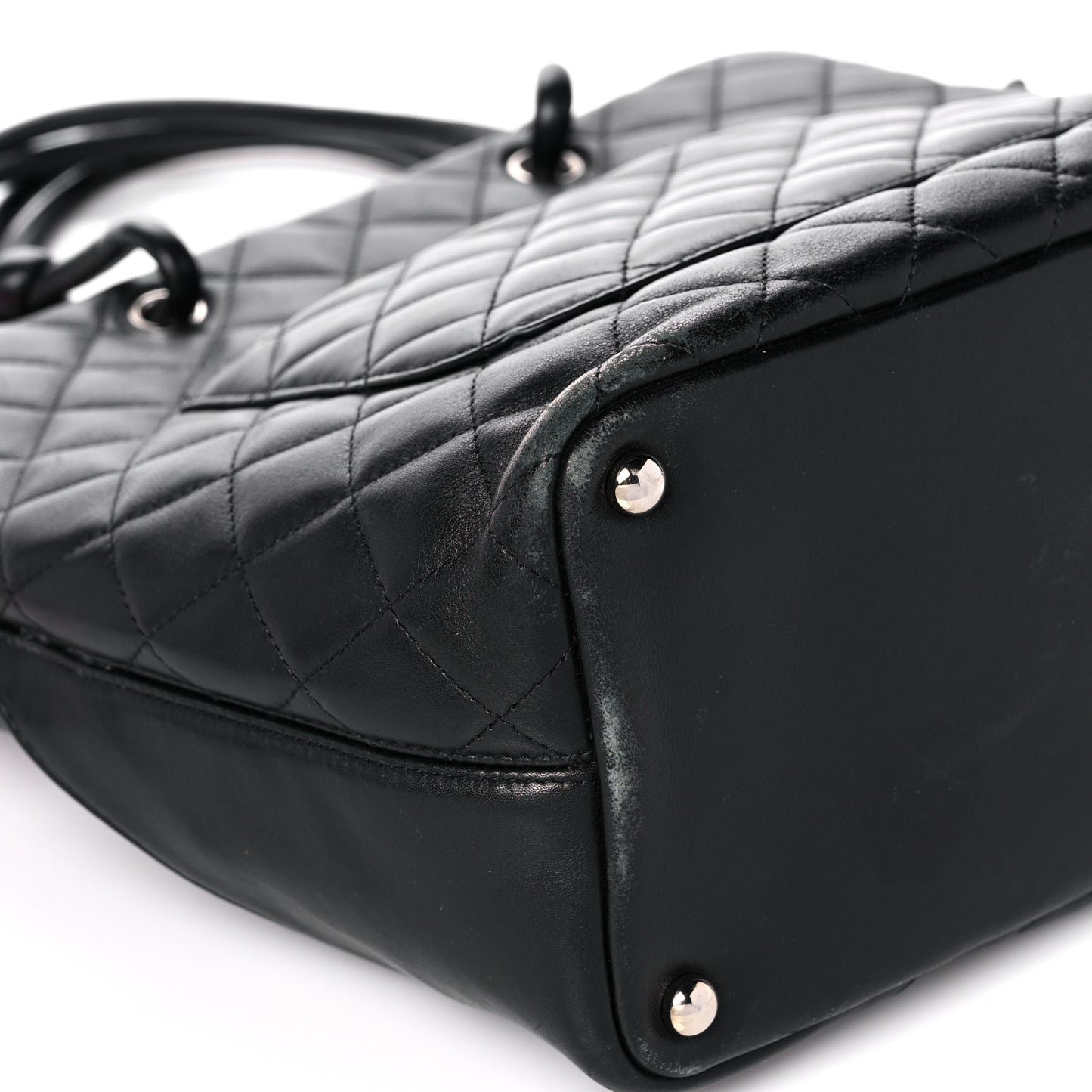 Calfskin Quilted Medium Cambon Tote Black