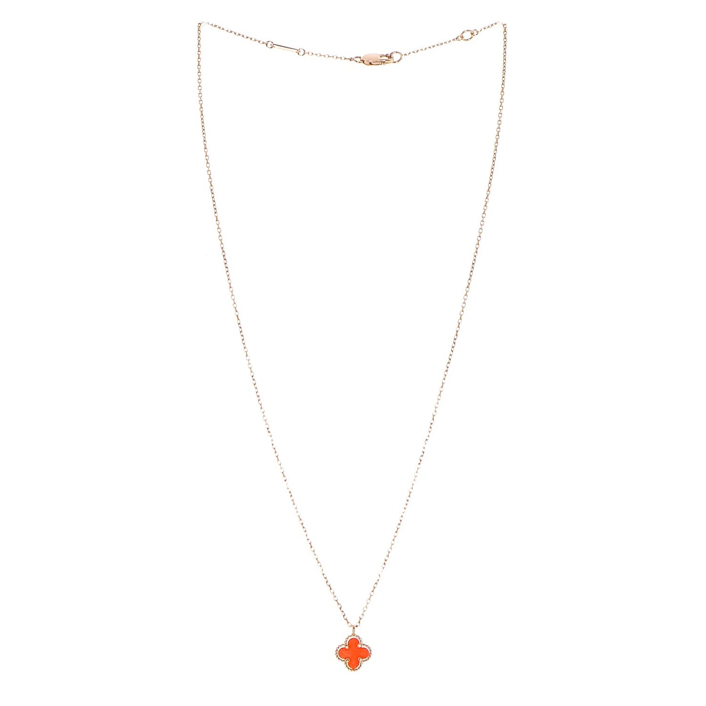 18K Rose Gold Carnelian Sweet Alhambra Pendant Necklace