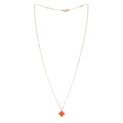 Van Cleef & Arpels 18K Rose Gold Carnelian Sweet Alhambra Pendant Necklace 3 of 7