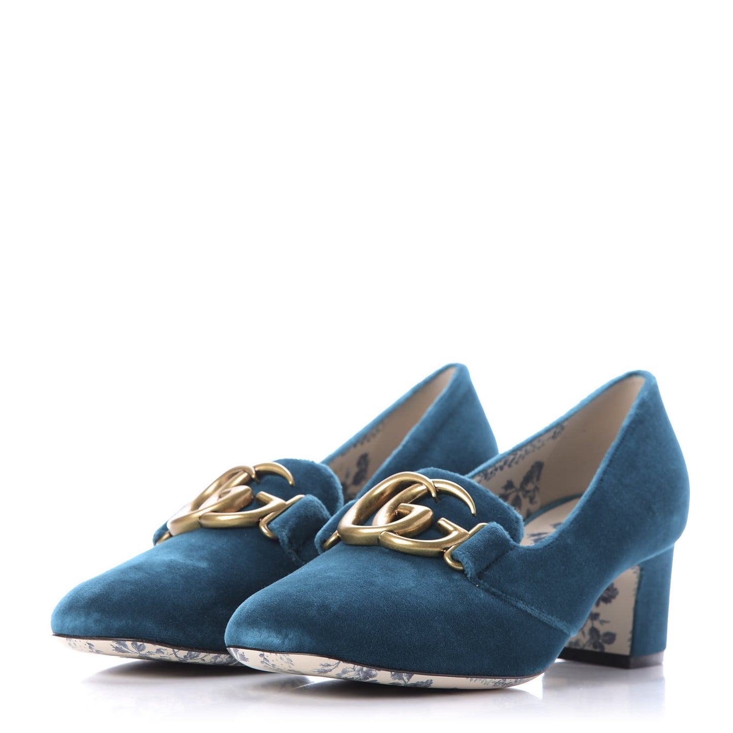 Softy Velvet GG Victoire 55mm Loafer Pumps 37.5 Pavone