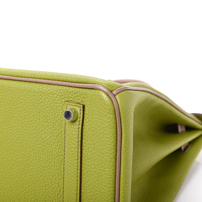 Hermes Togo Bi Color Horseshoe Birkin 35 Vert Anis Etoupe 6 of 12