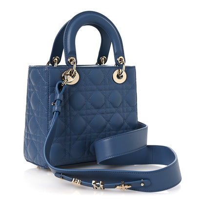 Christian Dior Lambskin Cannage Small My ABCDior Lady Dior Blue Denim 3 of 11