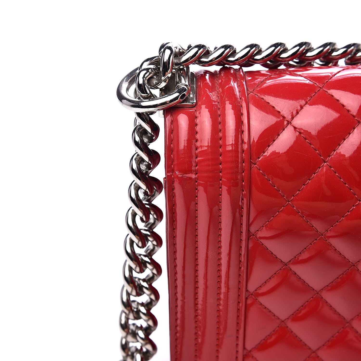 Chanel Patent Calfskin Quilted Medium Plexiglass Boy Flap Red 16 of 17