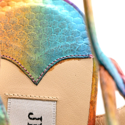 Jimmy Choo Calfskin Python Embossed Ankle Strap Sandals 37.5 Multicolor 10 of 12