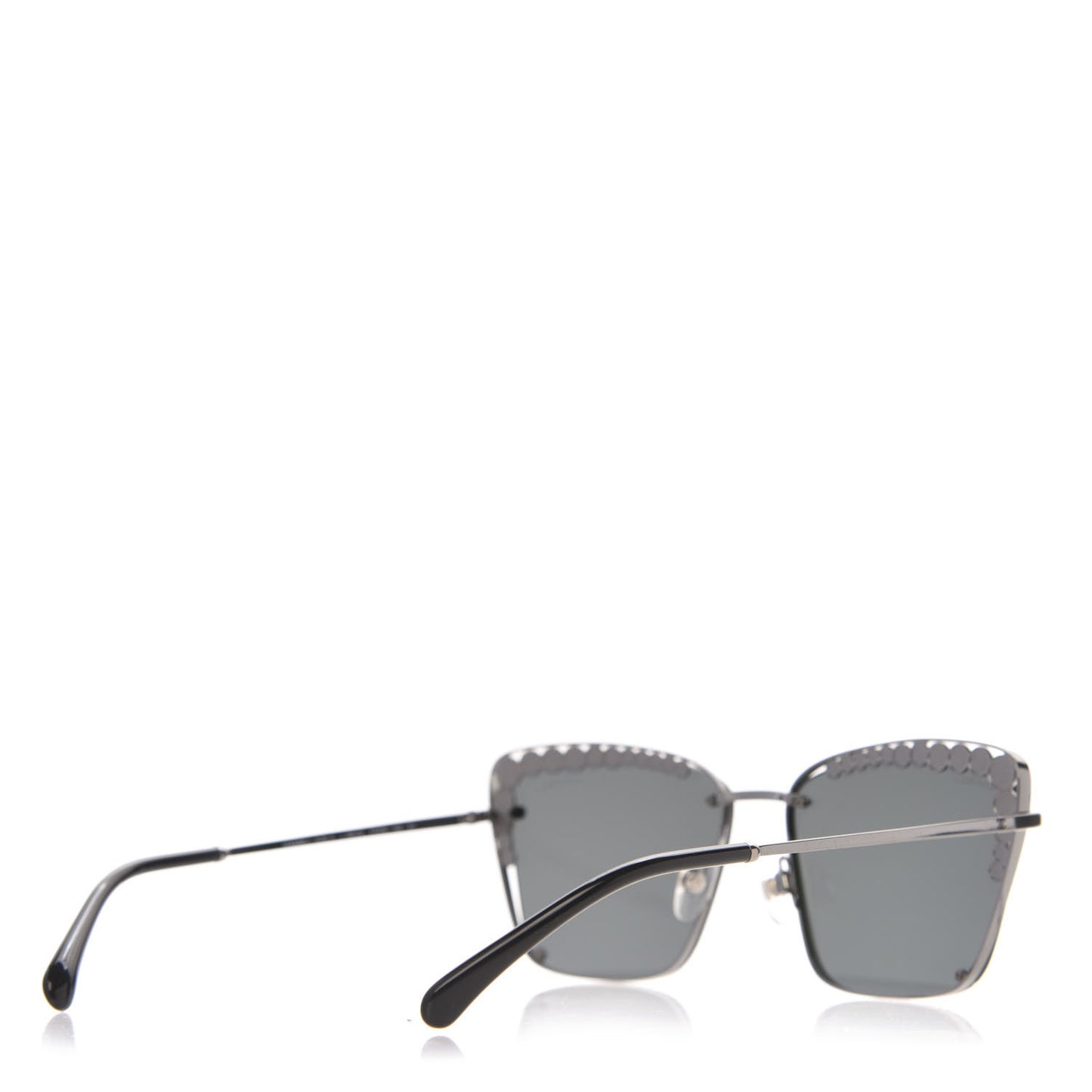 Metal Square Frame Pearl Sunglasses 4235-H Dark Grey