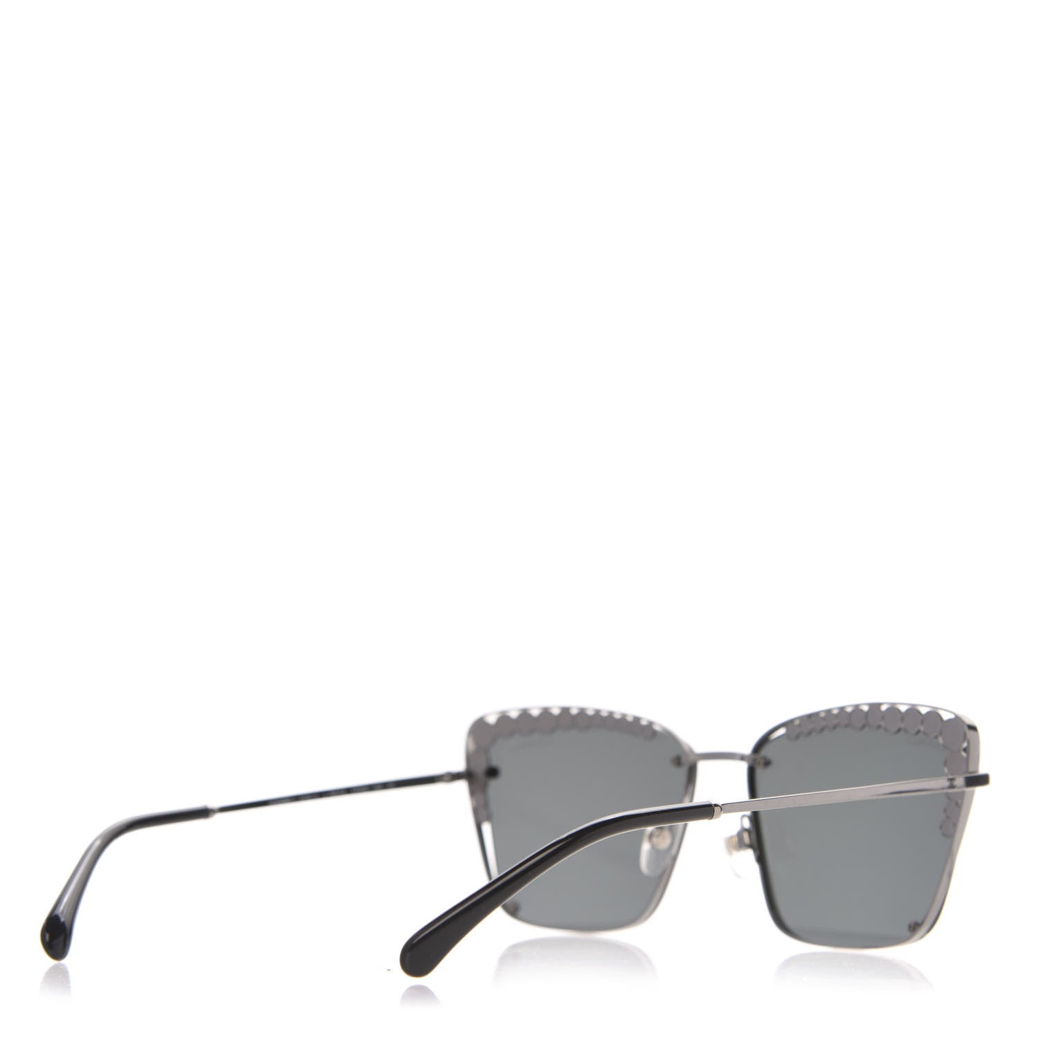 Chanel Metal Square Frame Pearl Sunglasses 4235-H Dark Grey 4 of 7