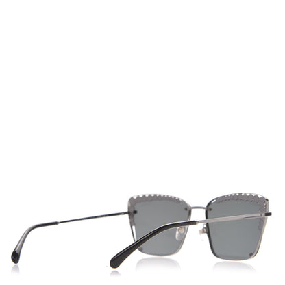 Chanel Metal Square Frame Pearl Sunglasses 4235-H Dark Grey 4 of 7