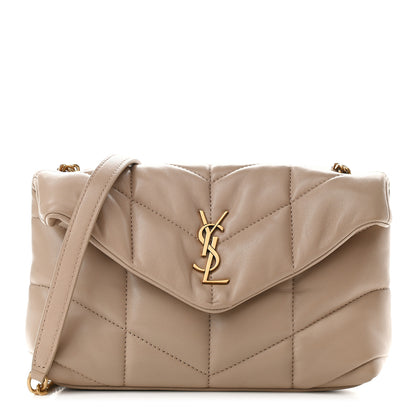 Saint Laurent Lambskin Quilted Toy Loulou Puffer Monogram Chain Satchel Nude Powder 1 of 9