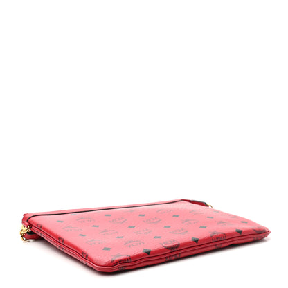 MCM Visetos Liz Shopper Tote Pouch Ruby Red 4 of 7