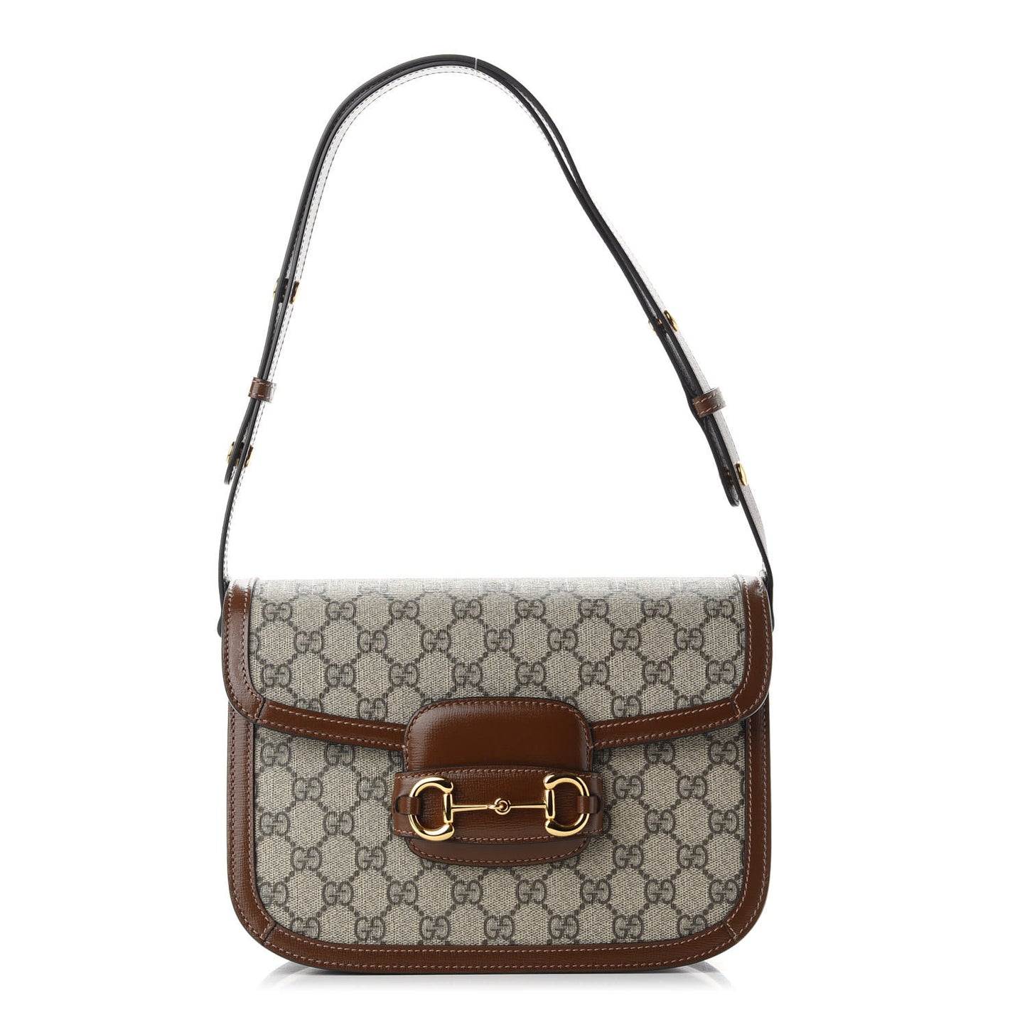 GG Supreme Monogram Horsebit 1955 Shoulder Bag Beige Brown Sugar