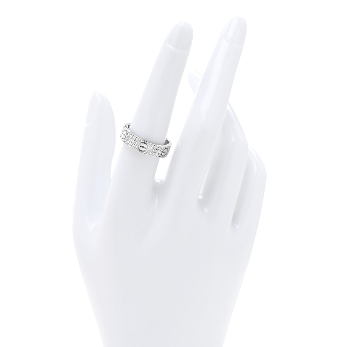 Cartier 18K White Gold Diamond Paved LOVE Wedding Band Ring 56 7.5 2 of 4