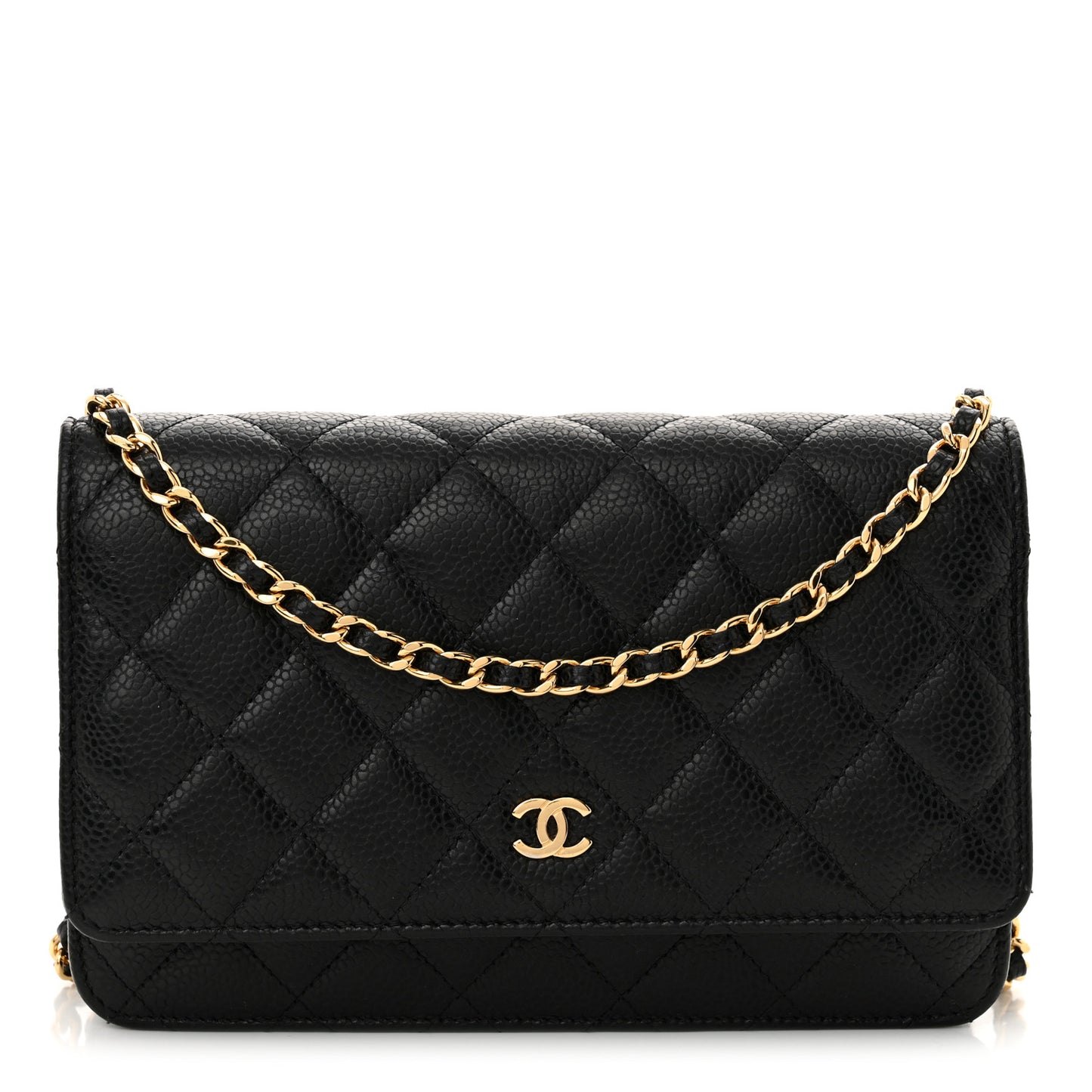 Caviar Quilted Wallet on Chain WOC Black