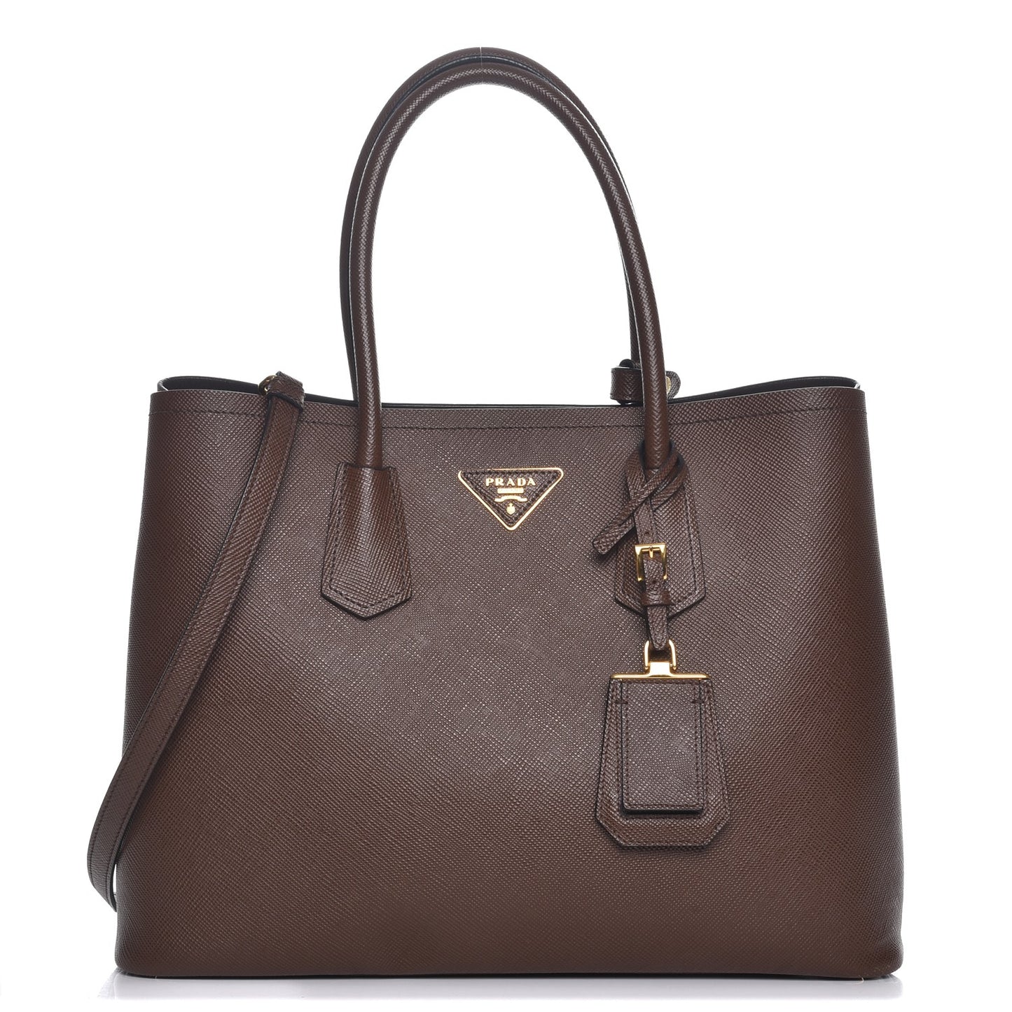 Saffiano Cuir Large Double Bag Cacao