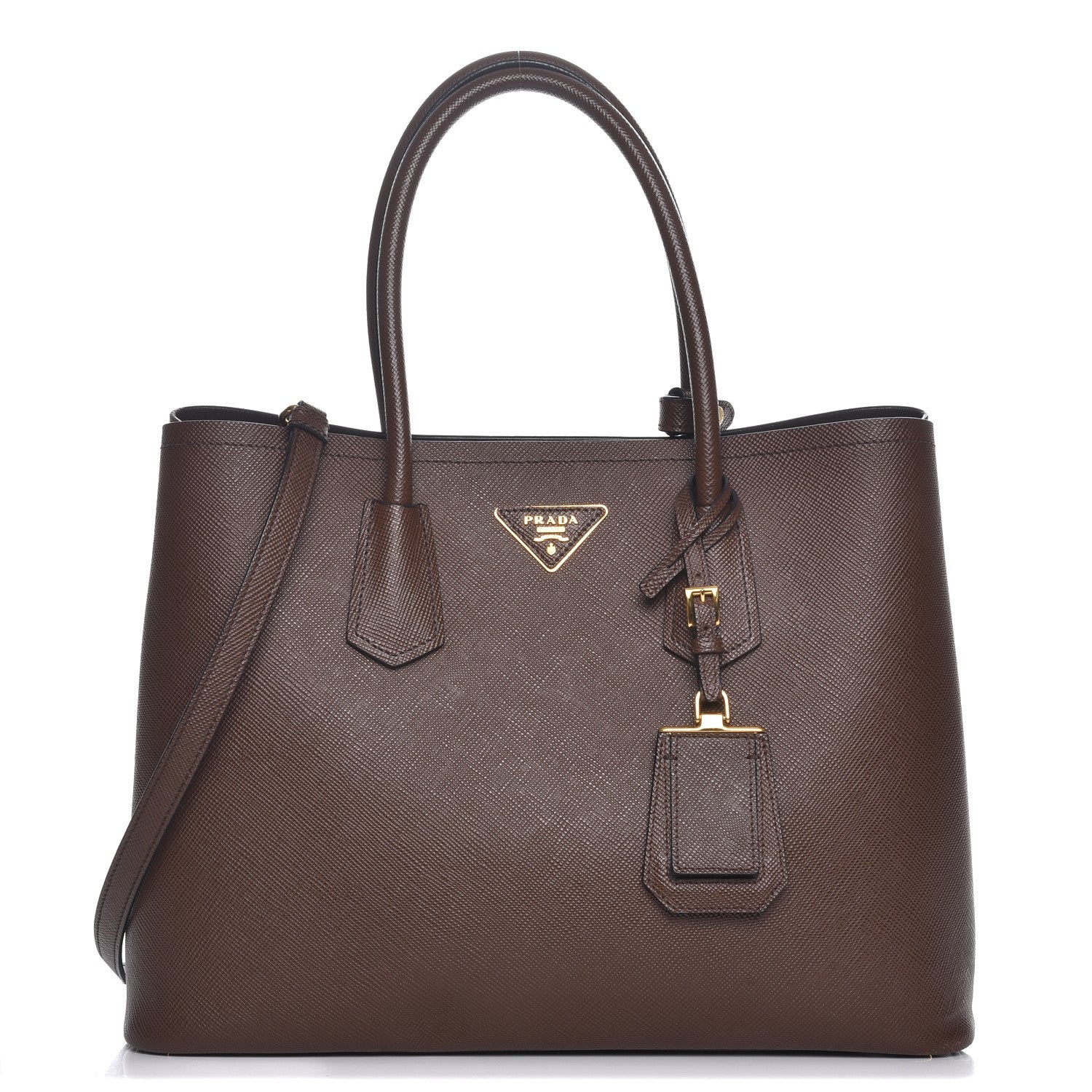 Prada Saffiano Cuir Large Double Bag Cacao 1 of 9
