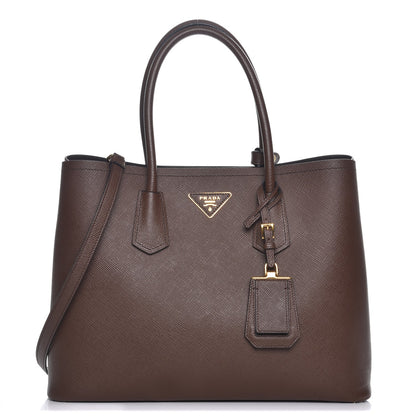 Prada Saffiano Cuir Large Double Bag Cacao 1 of 9