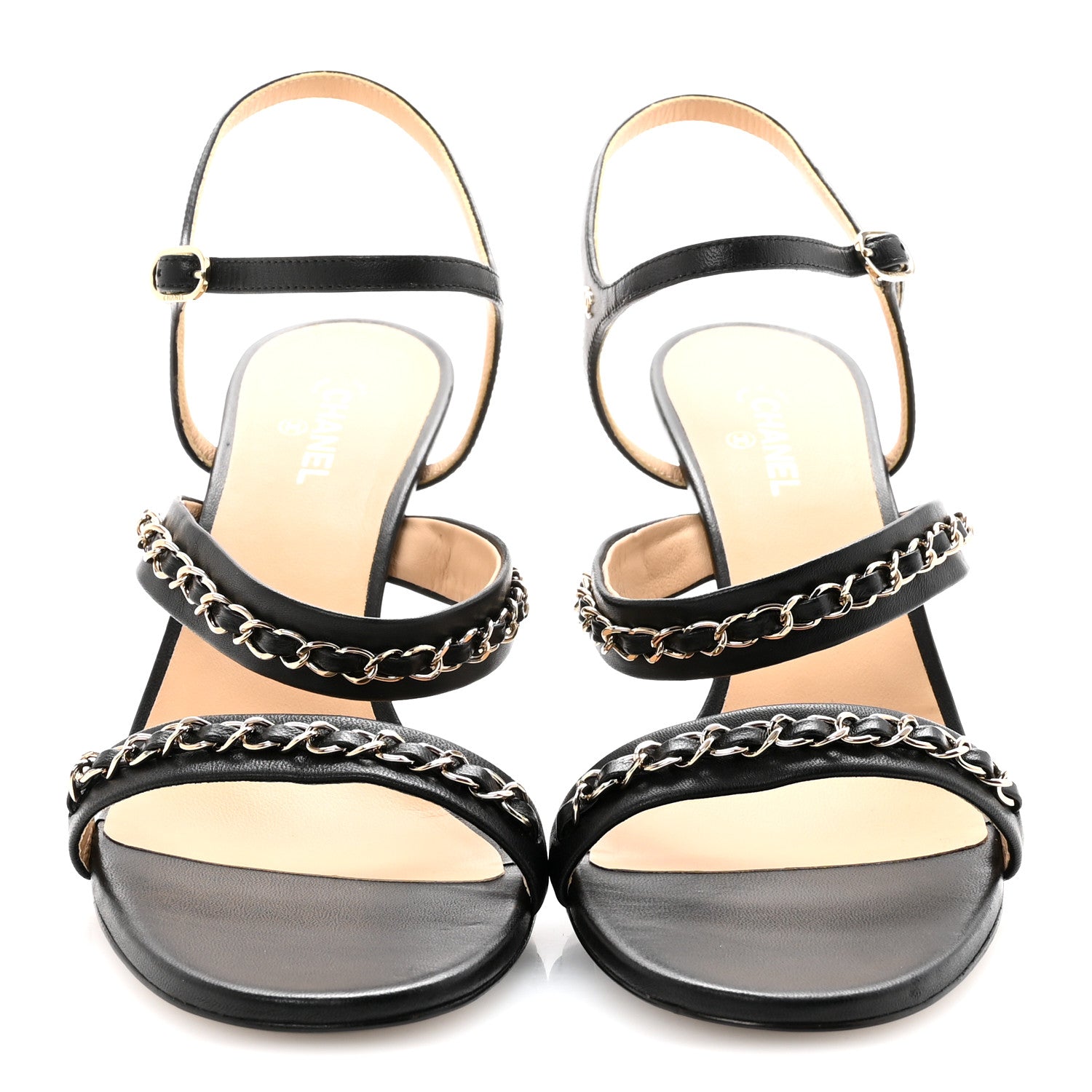 Chanel Lambskin Chain Strap Sandals 41 Black 3 of 9