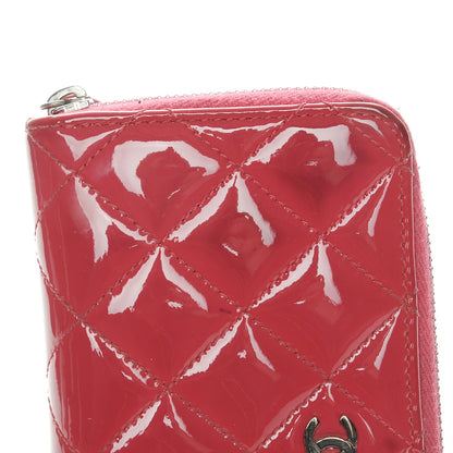 Chanel Patent Quilted Small Zip Around Wallet Pink 10 of 12