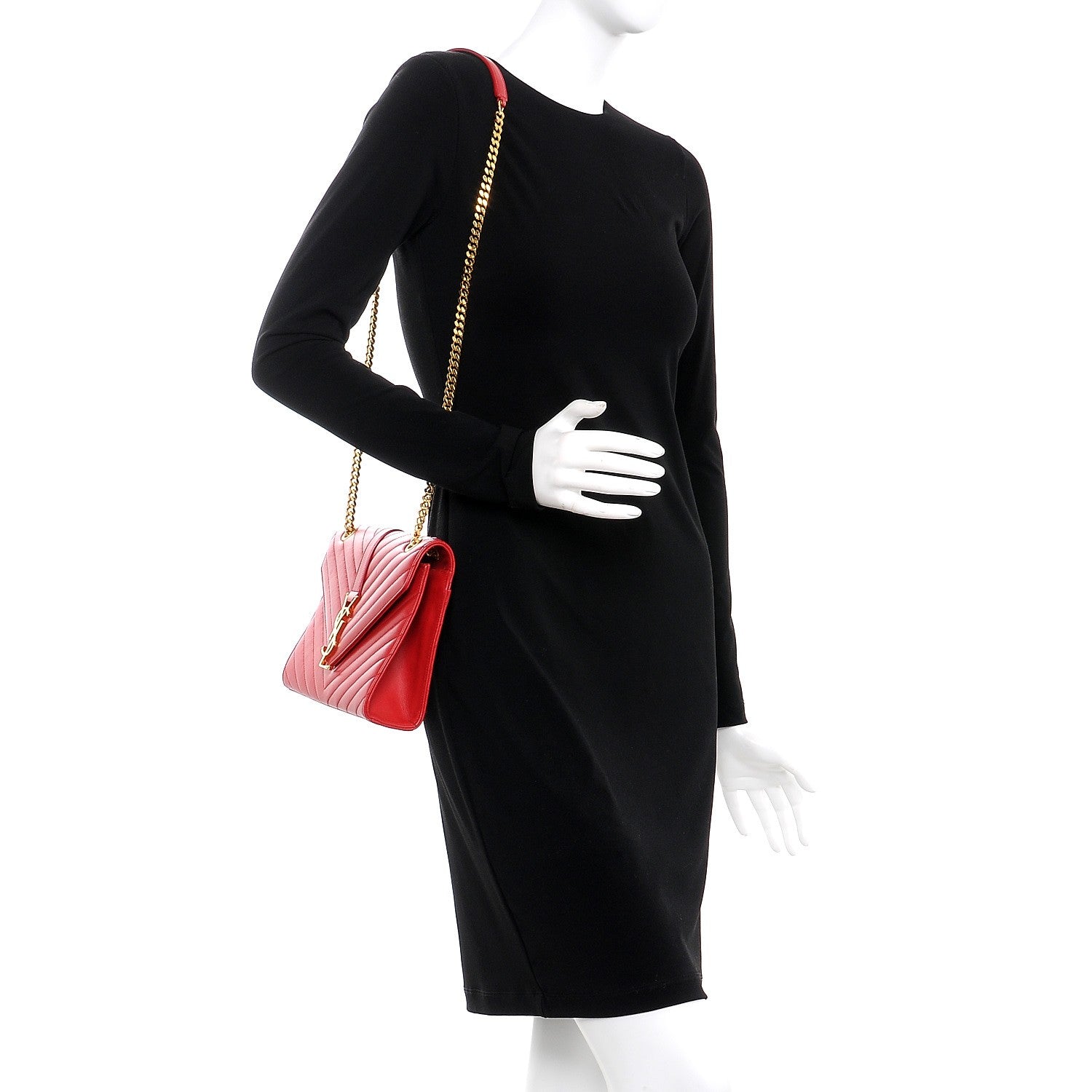 Saint Laurent Lambskin Matelasse Medium Monogram Satchel Lipstick Red 2 of 11