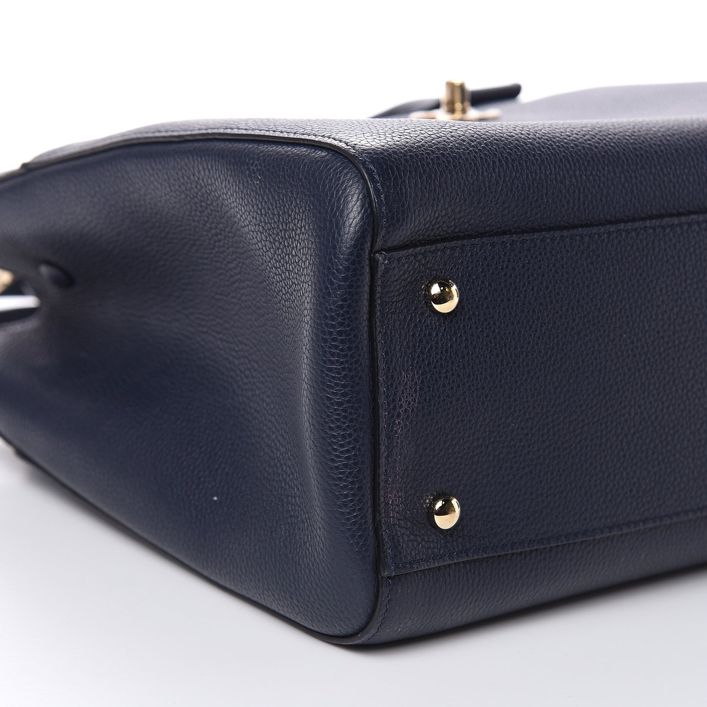 Grained Calfskin Small Neo Executive Shopper Tote Navy
