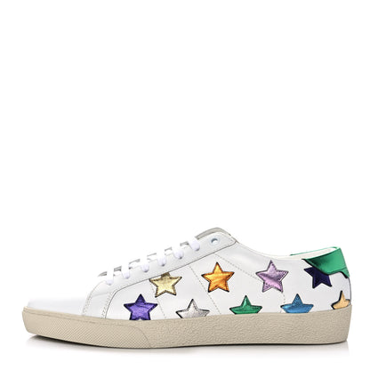 Saint Laurent Calfskin Womens Star Court Sneakers 41 Green Multicolor 1 of 8