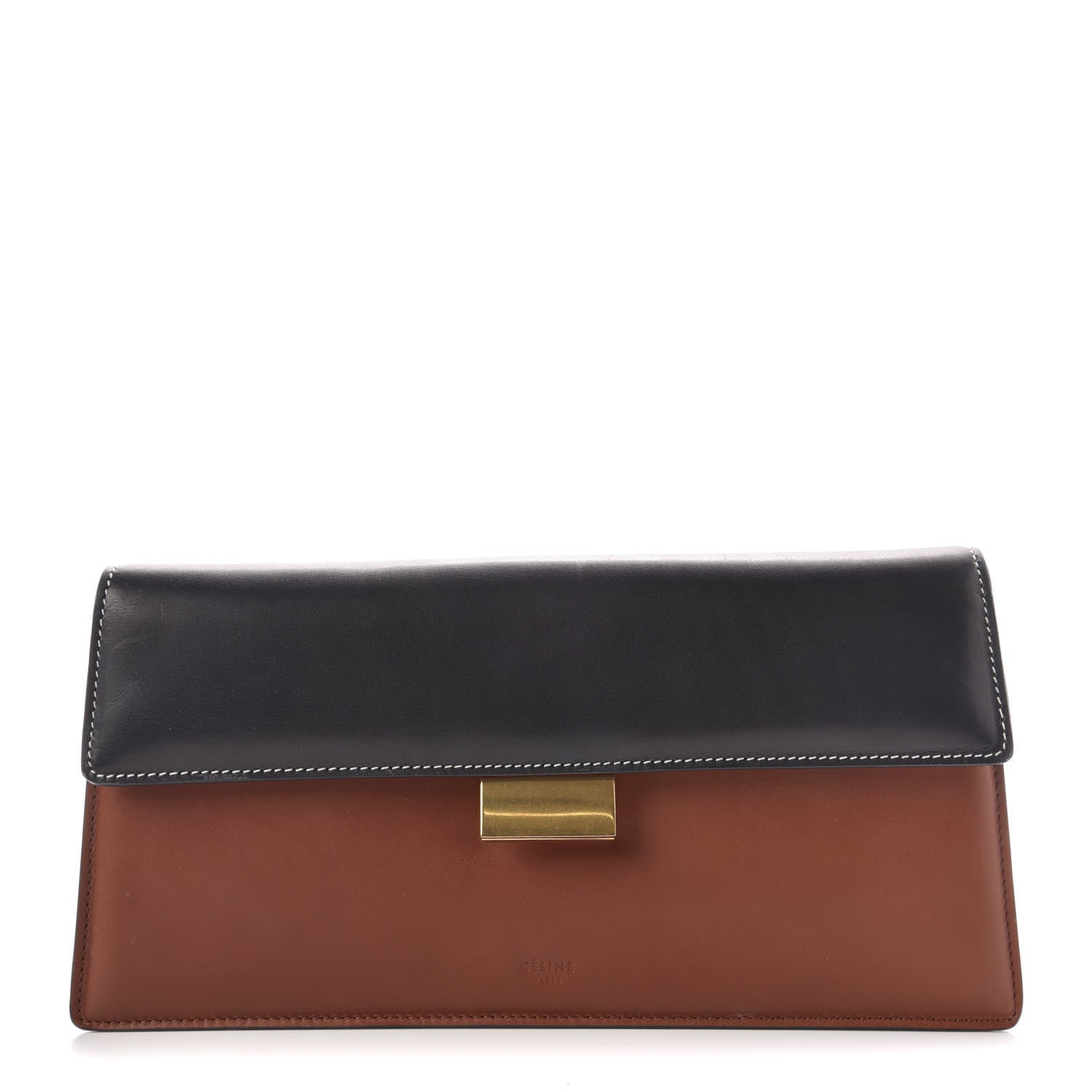 Celine Natural Calfskin Bicolor Clutch Havana Black 1 of 10