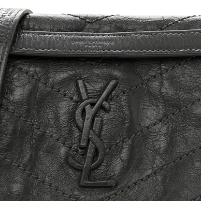 Saint Laurent Crinkled Calfskin Matelasse Monogram Baby Niki Chain Satchel Storm 8 of 11