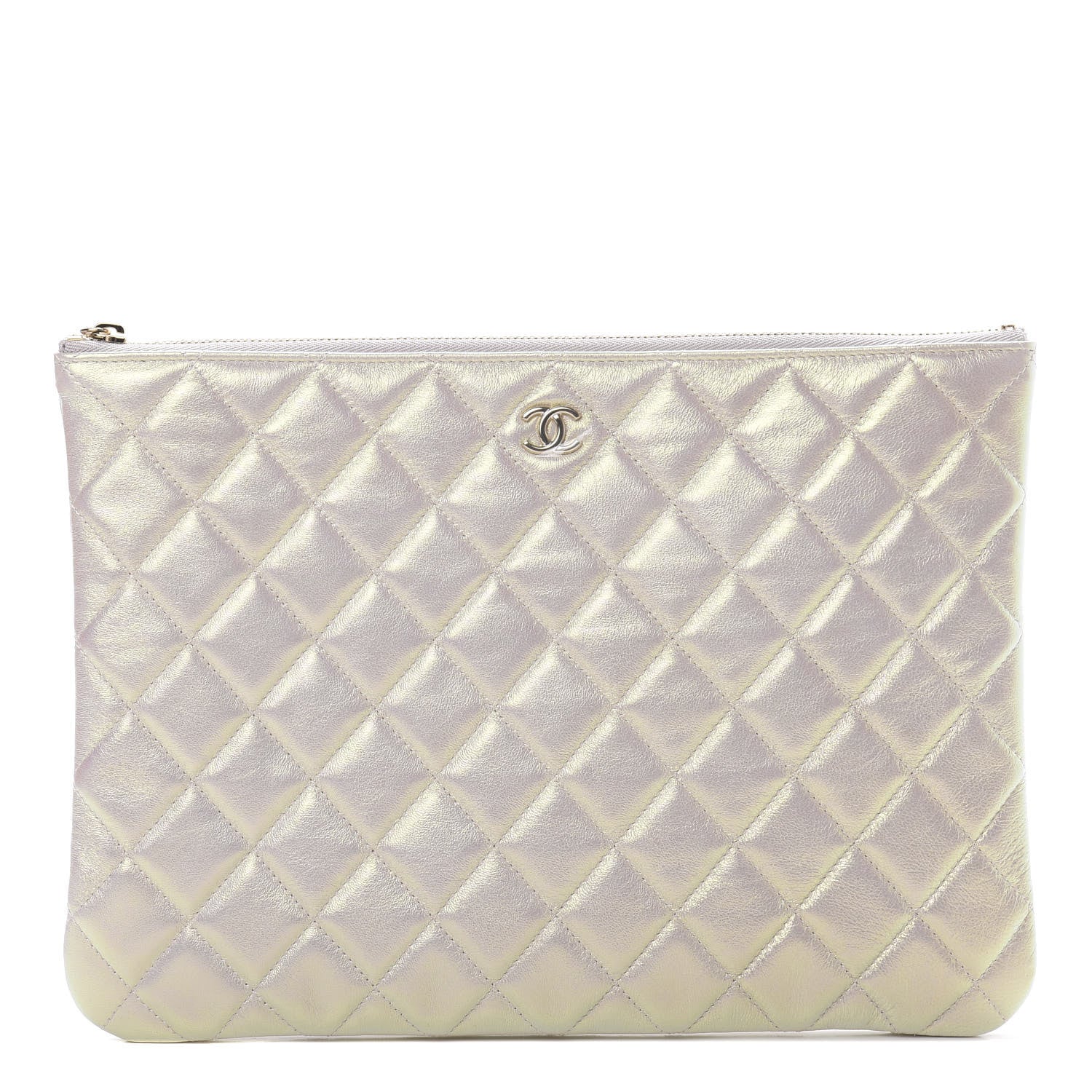 Chanel Iridescent Lambskin Quilted Medium Cosmetic Case Ivory 1 of 8