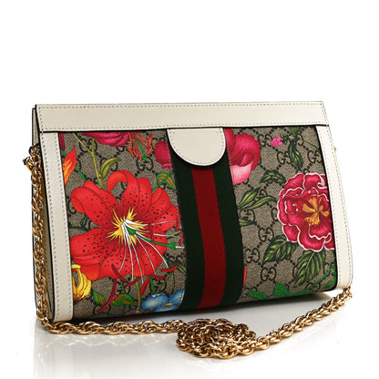 Gucci GG Supreme Monogram Flora Web Small Ophidia Chain Shoulder Bag White 3 of 11