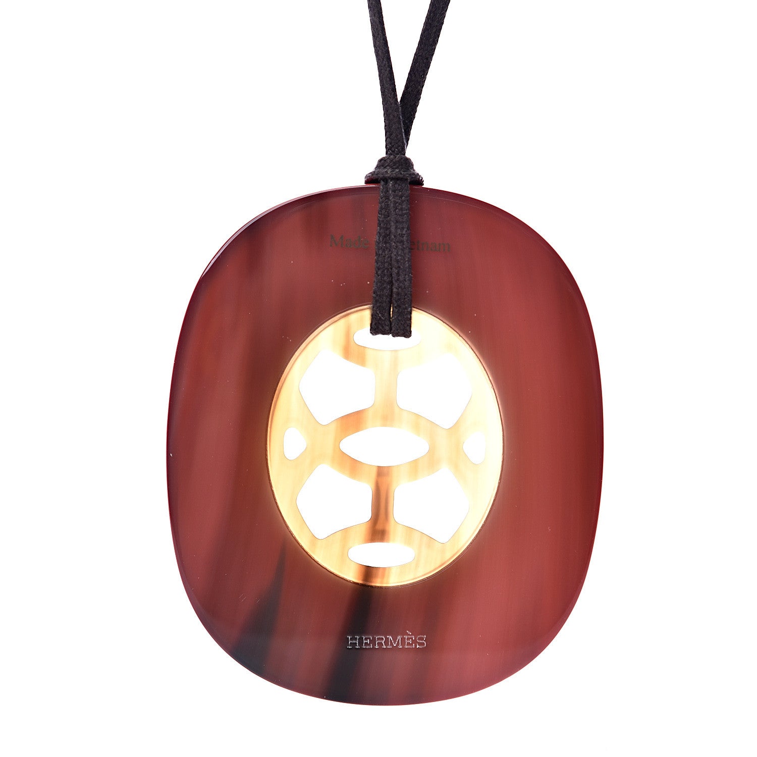 Hermes Buffalo Horn Lacquer Lift Necklace GM Rouge Carmin 4 of 4