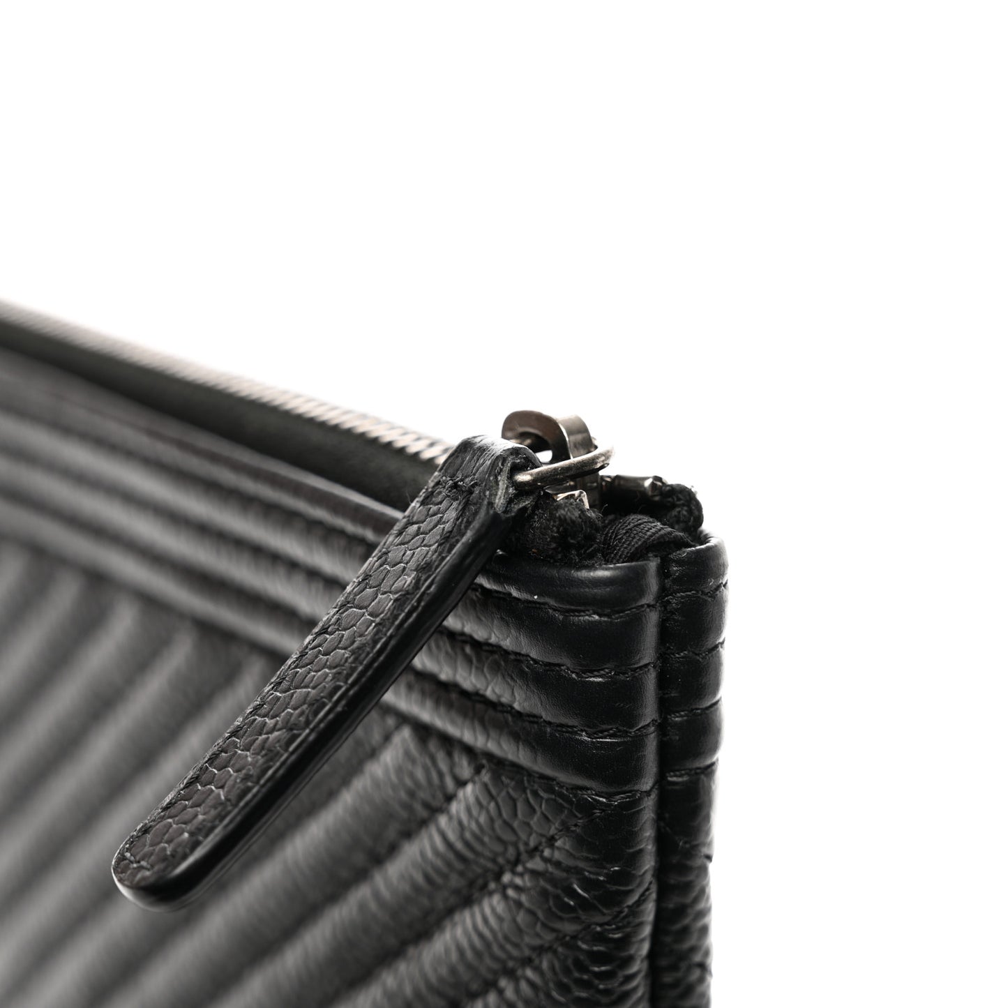 Caviar Chevron Quilted Medium Boy Cosmetic Case Black