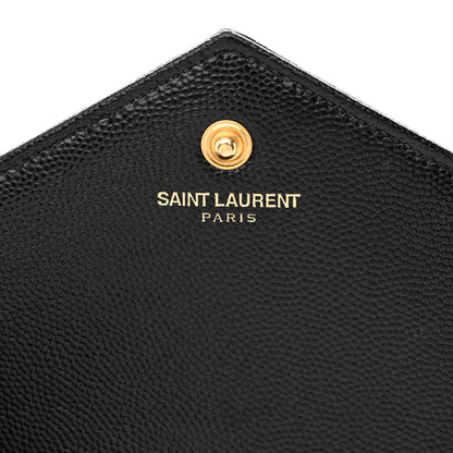 Saint Laurent Grain De Poudre Matelasse Chevron Monogram Chain Wallet Black 6 of 10