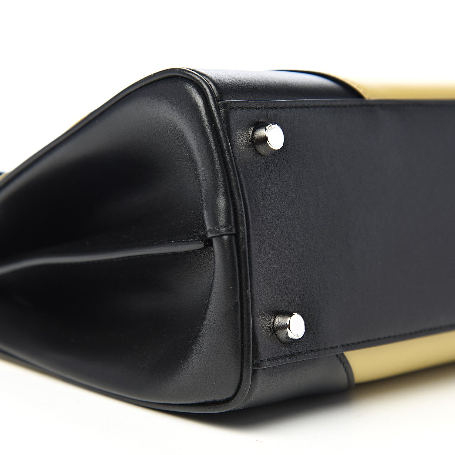 Gucci Smooth Calfskin Diagonal Striped Small Zumi Top Handle Bag Black Beige 9 of 11
