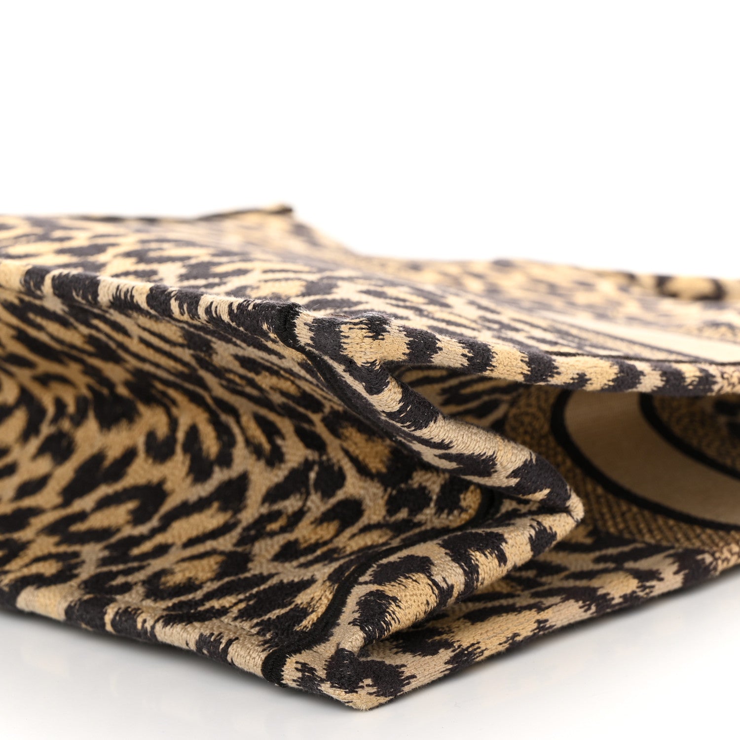 Christian Dior Canvas Mizza Embroidered Large Leopard Book Tote Beige 10 of 12