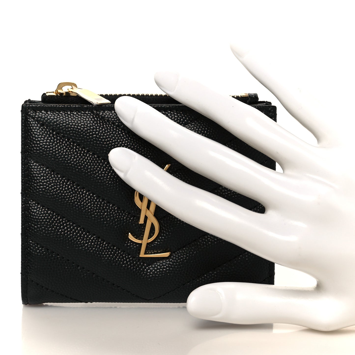 Grain De Poudre Matelasse Chevron Monogram Zipped Card Case Black