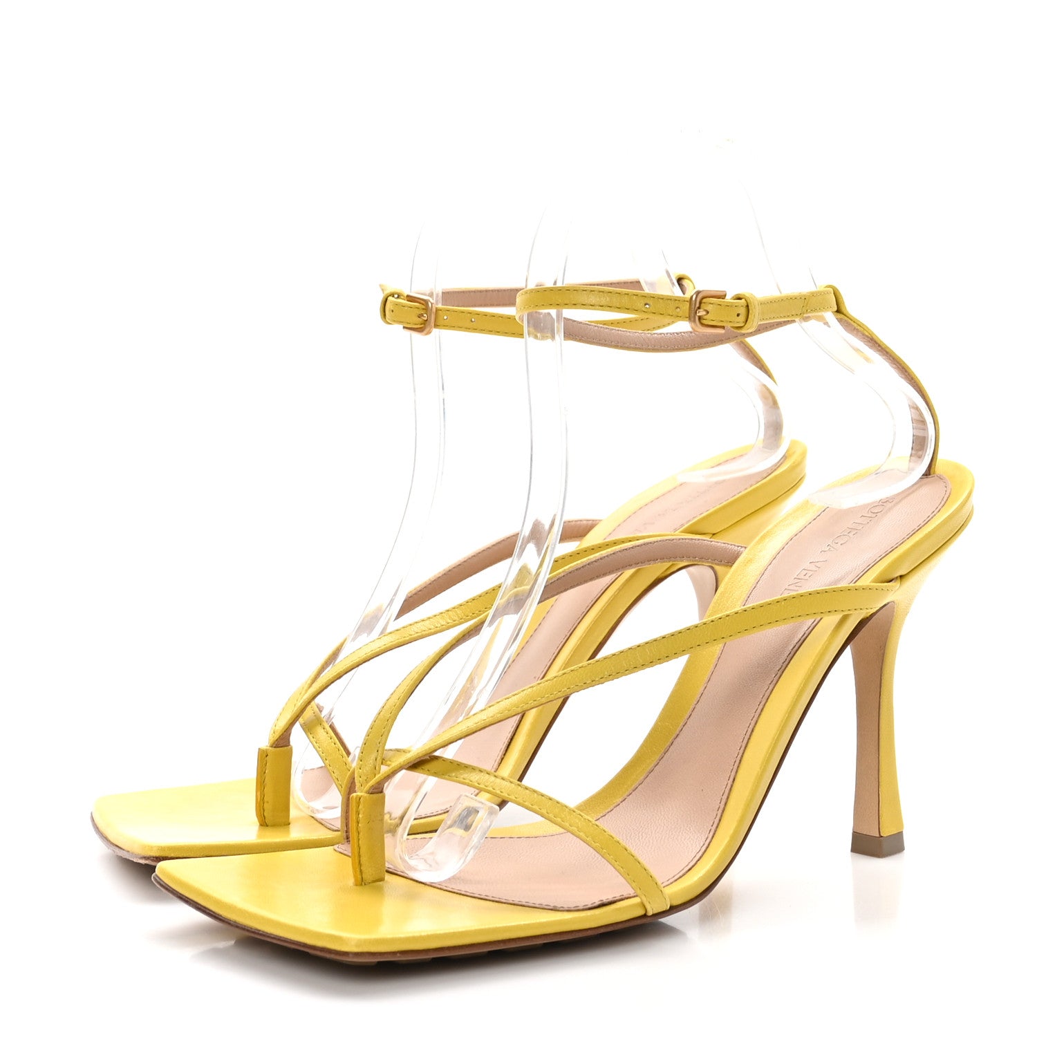 Bottega Veneta Lambskin Stretch Multi Strap 90mm Sandals 39.5 Buttercup 3 of 10