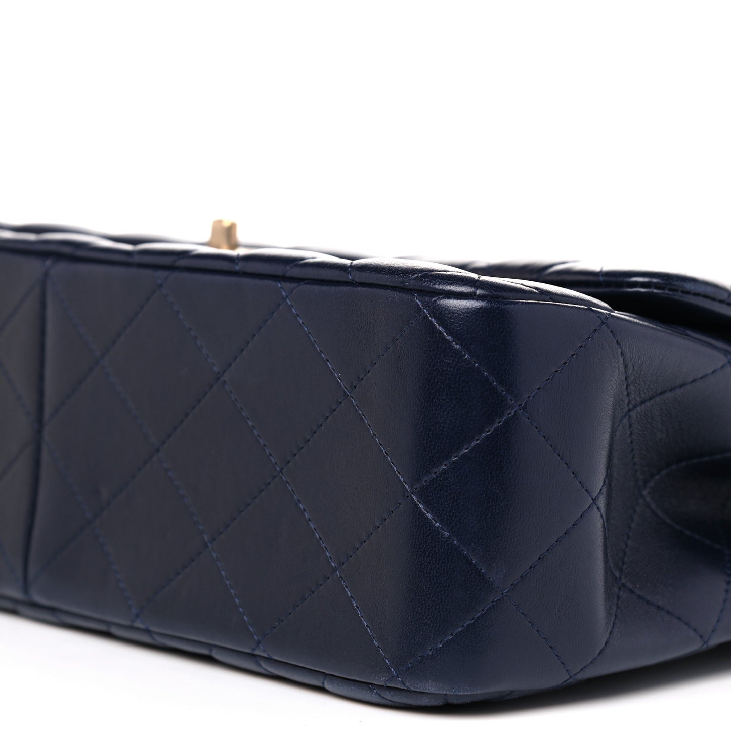 Lambskin Quilted Jumbo Double Flap Navy Blue