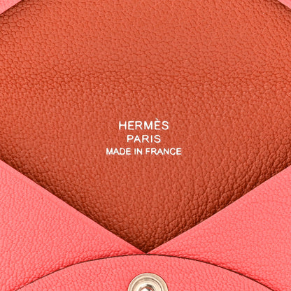 Hermes Chevre Mysore Verso Calvi Card Case Rose Texas Sienne 6 of 11