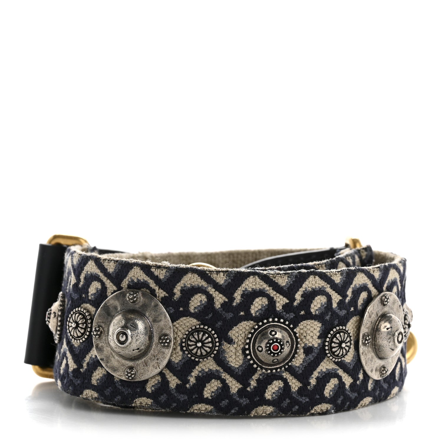 Christian Dior Oblique Studded Shoulder Strap Blue 2 of 7