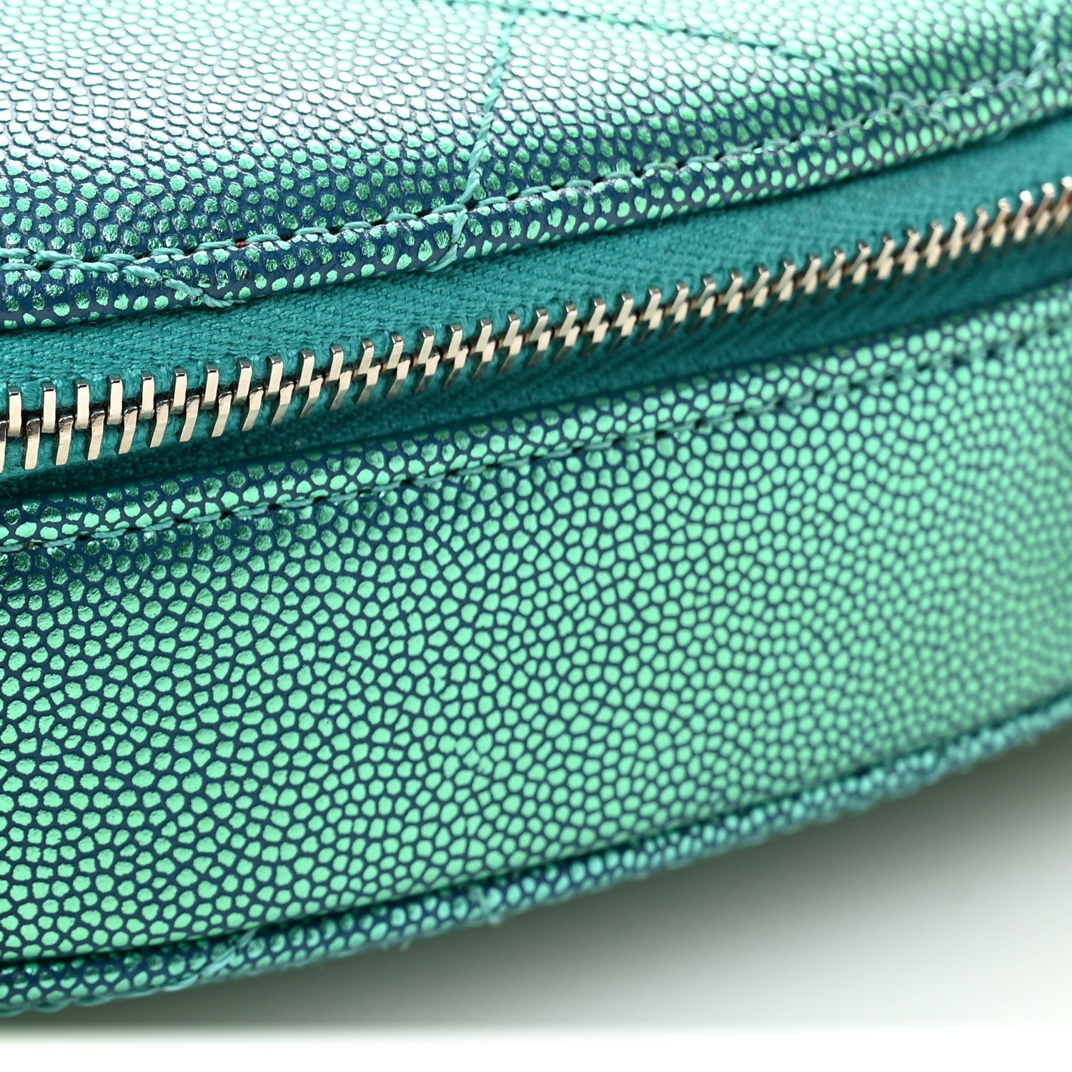 Chanel Metallic Caviar Quilted Camera Case Blue 10 of 12