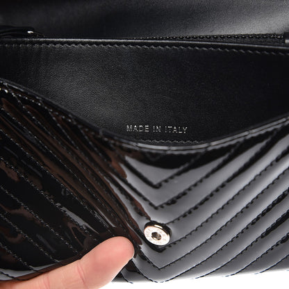 Chanel Patent Chevron Quilted Small Flap Wallet Black 7 of 9
