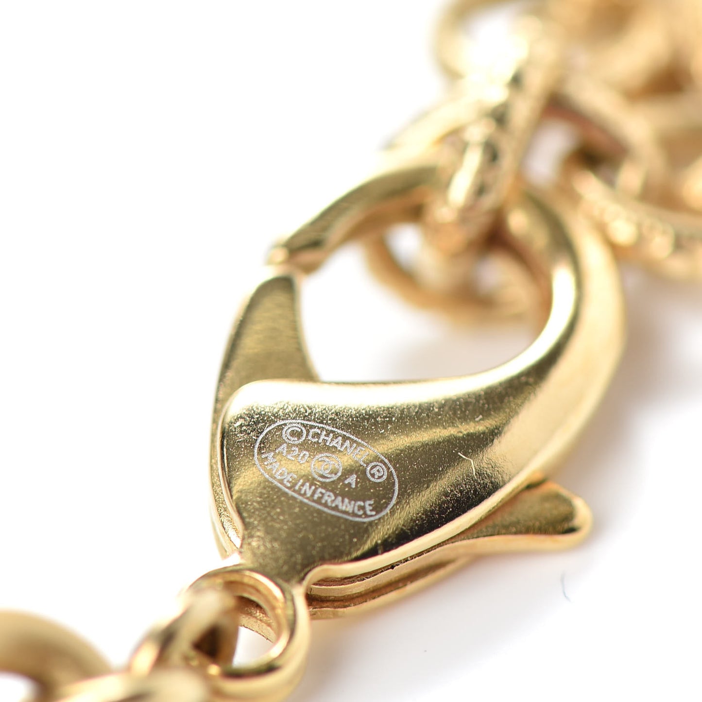Pearl Lambskin CC Camellia Necklace Black Gold