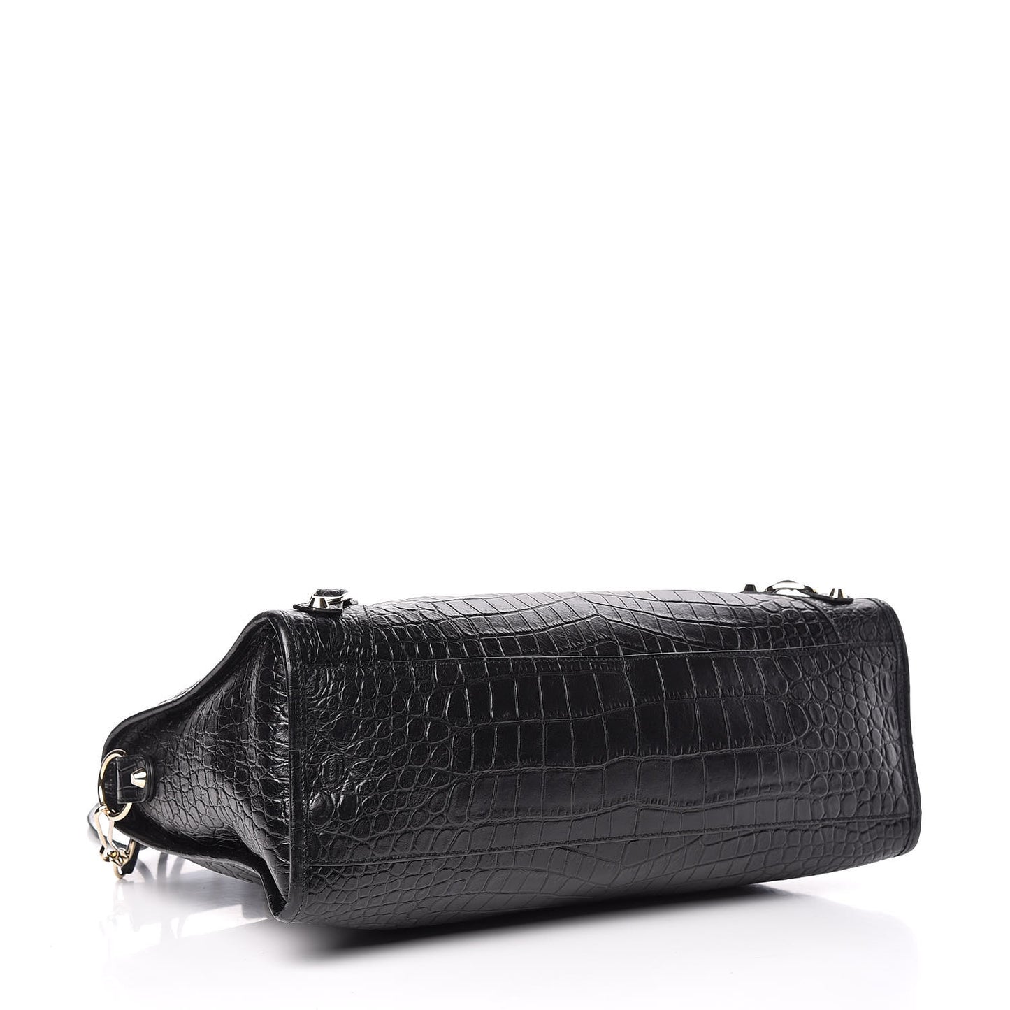 Calfskin Crocodile Embossed Classic Hardware City Black