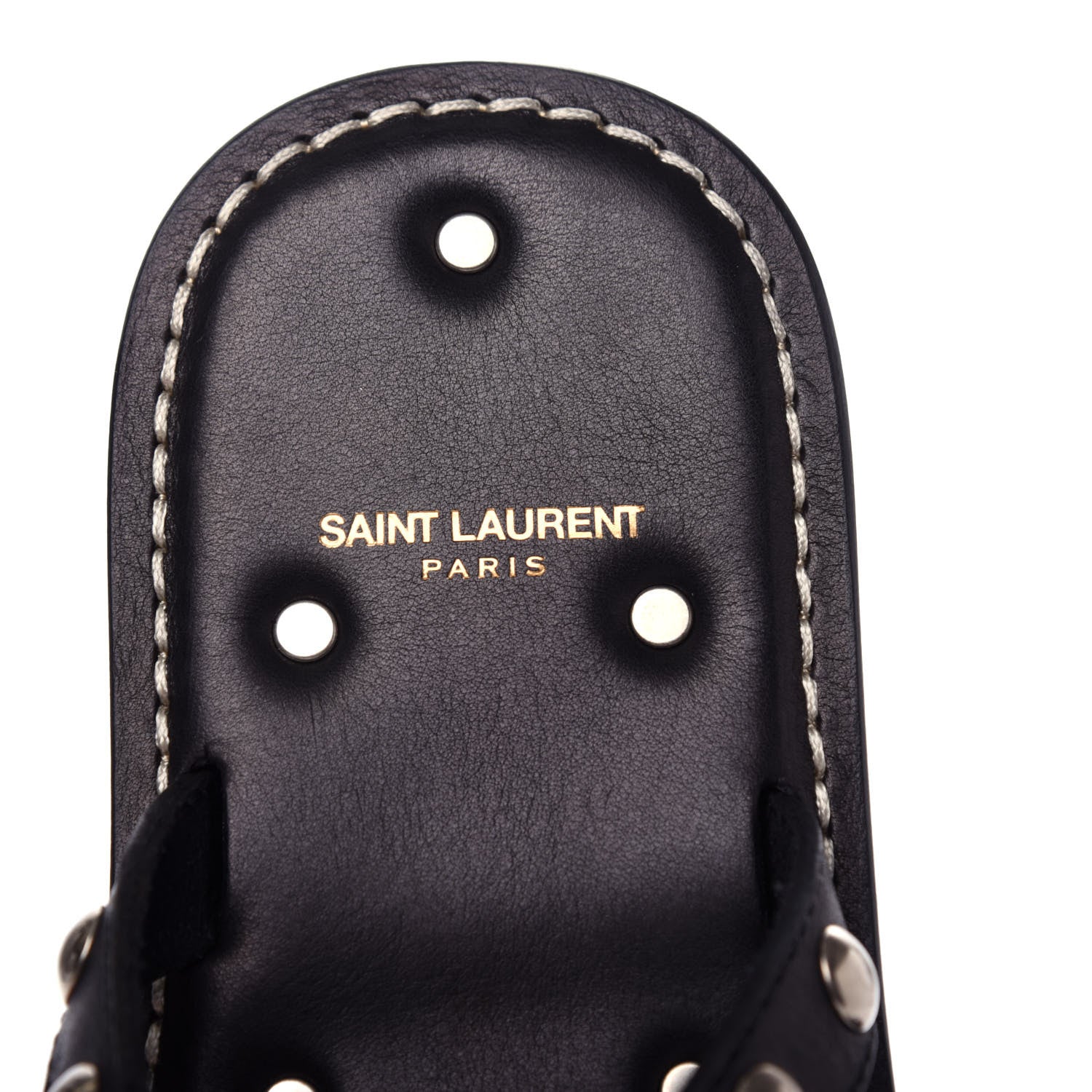 Saint Laurent Calfskin Studded Dash Lux Flat Sandals 39 Black 8 of 11