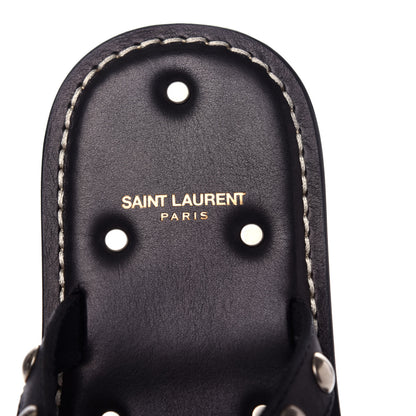Saint Laurent Calfskin Studded Dash Lux Flat Sandals 39 Black 8 of 11
