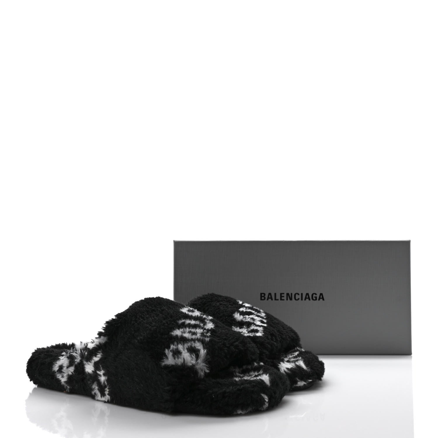 Balenciaga Fur Slide Sandals 37.5 Black White 7 of 7