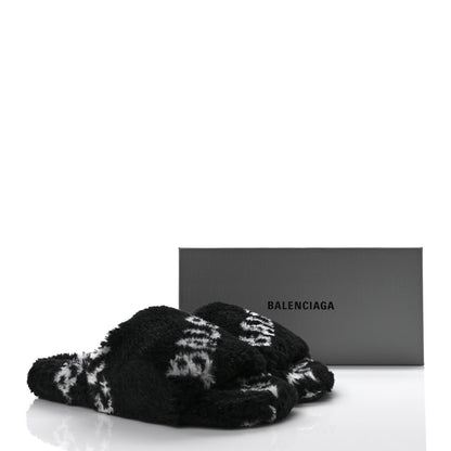 Balenciaga Fur Slide Sandals 37.5 Black White 7 of 7